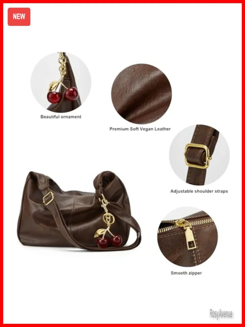 Vegan Leather Foldable Slouchy Hobo Bag Crossbody Shoulder Tote Handbag